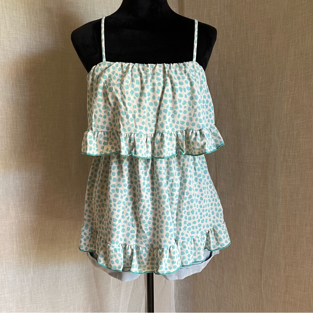 White and Turquoise Spotted Tank Top NEW WITH TAGS.